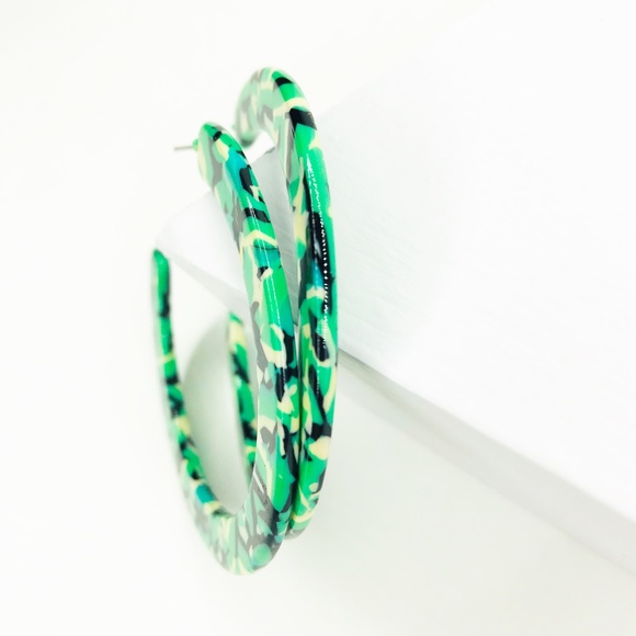 Hoop Earrings in Turquoise - Picture 7 of 7